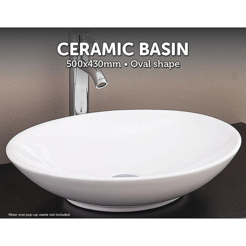 Bathroom Ceramic Oval Above Countertop Basin for Vanity - John Cootes