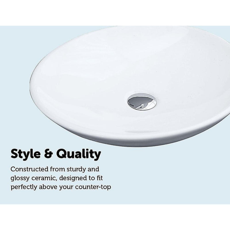Bathroom Ceramic Oval Above Countertop Basin for Vanity - John Cootes