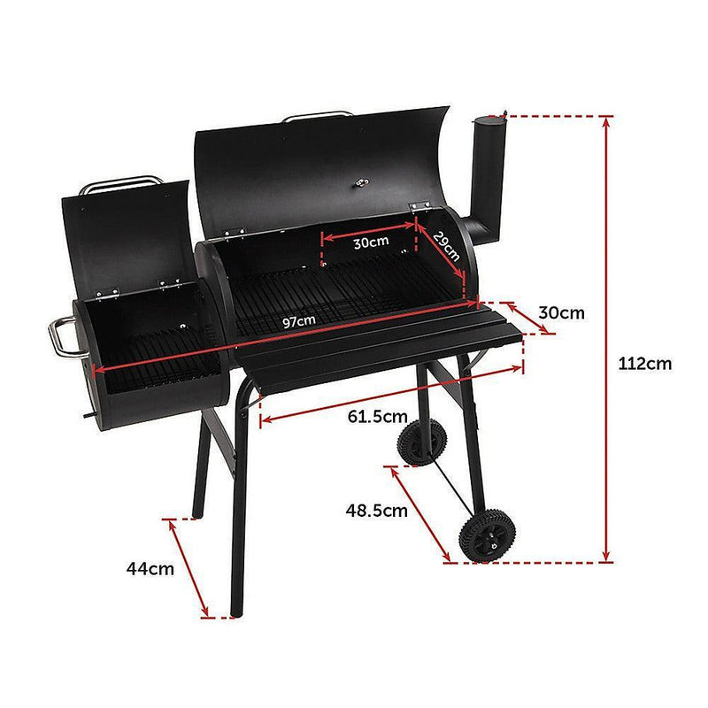 BBQ Smoker Charcoal Grill Roaster Portable Outdoor Camping Barbecue 2in1 - John Cootes