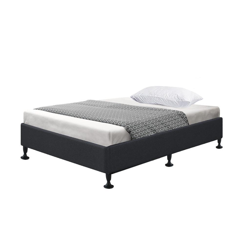 Bed Frame Base King Single Size Mattress Platform Foundation Wooden Fabric Charcoal TOMI - John Cootes