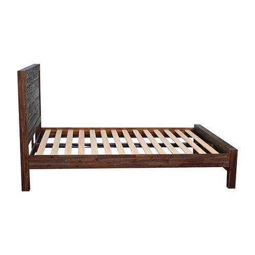 Bed Frame Queen Size in Solid Wood Veneered Acacia Bedroom Timber Slat in Chocolate - John Cootes