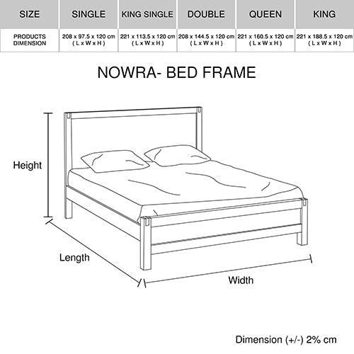 Bed Frame Queen Size in Solid Wood Veneered Acacia Bedroom Timber Slat in Chocolate - John Cootes