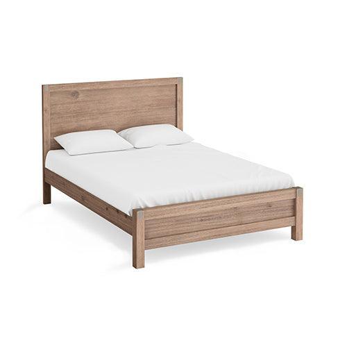 Bed Frame Single Size in Solid Wood Veneered Acacia Bedroom Timber Slat in Oak - John Cootes