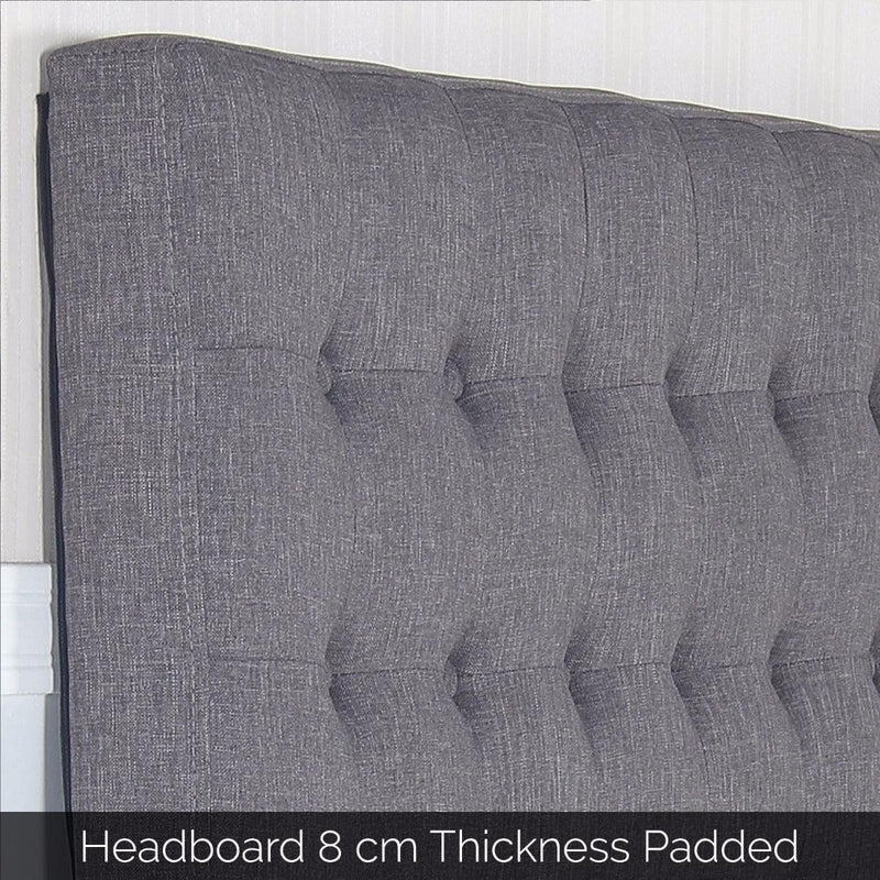 Bed Head Double Charcoal Headboard Upholstery Fabric Tufted Buttons - John Cootes