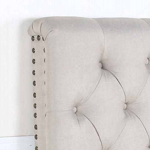 Bed Head Double Size French Provincial Headboard Upholsterd Fabric Beige - John Cootes