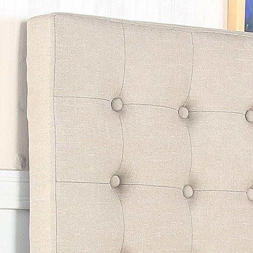 Bed Head King Beige Headboard Upholstery Fabric Tufted Buttons - John Cootes