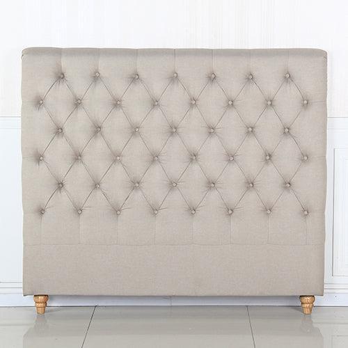 Bed Head King Size French Provincial Headboard Upholsterd Fabric Beige - John Cootes