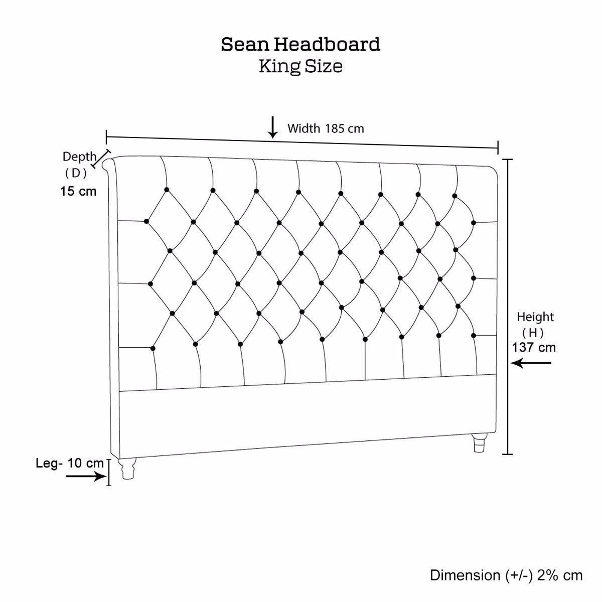 Bed Head King Size French Provincial Headboard Upholsterd Fabric Charcoal - John Cootes