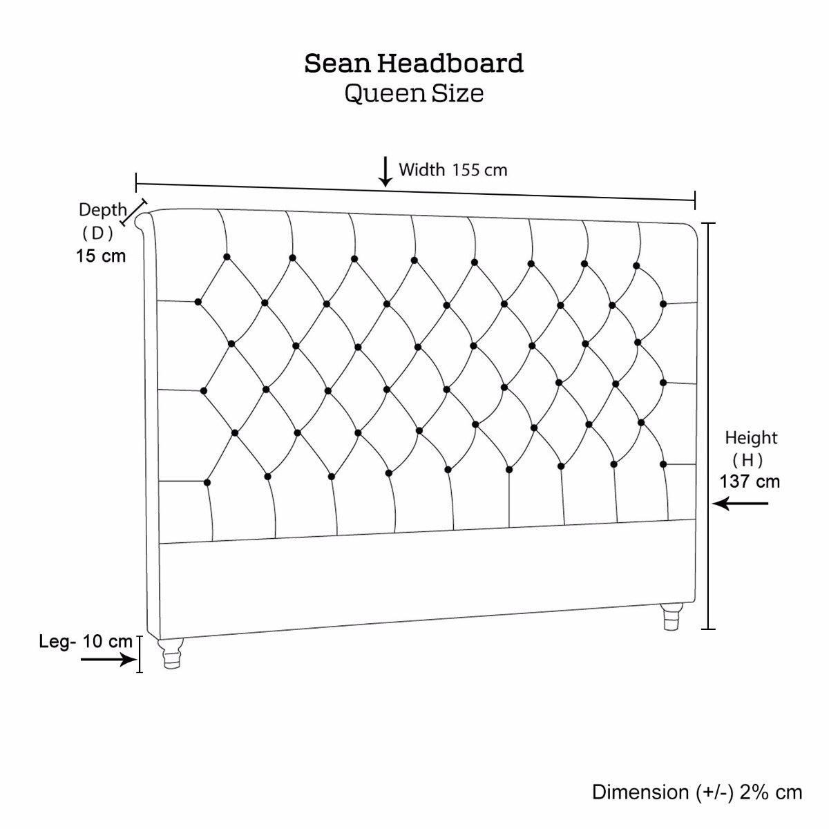 Bed Head Queen Size French Provincial Headboard Upholsterd Fabric Beige - John Cootes