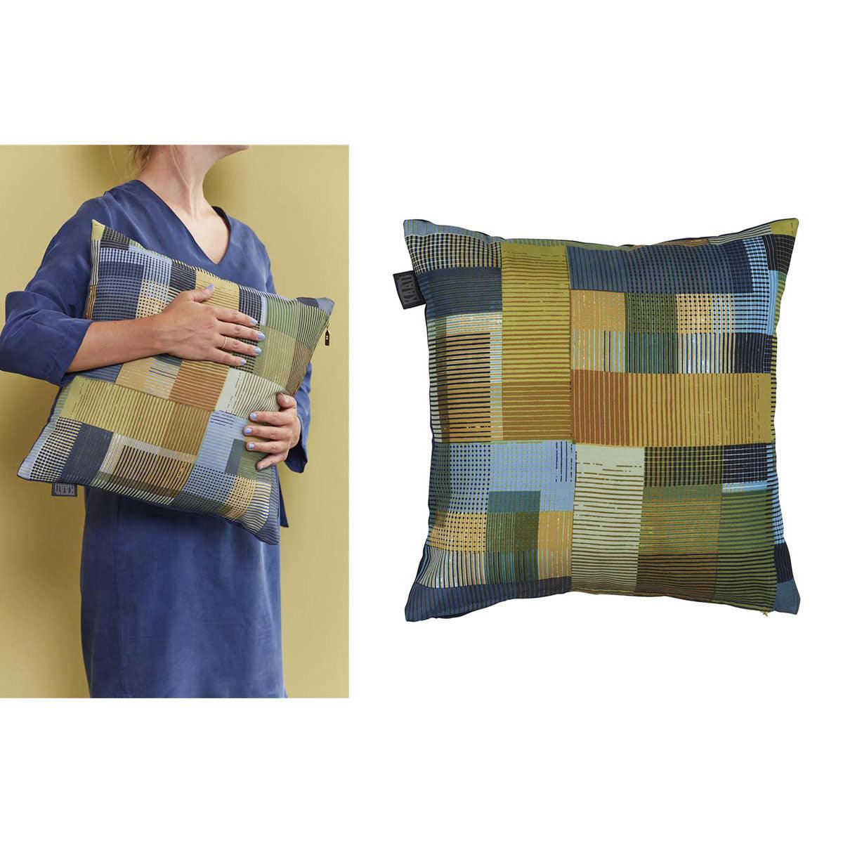 Bedding House Alvi Blue Green Square Filled Cushion 43cm x 43cm - John Cootes