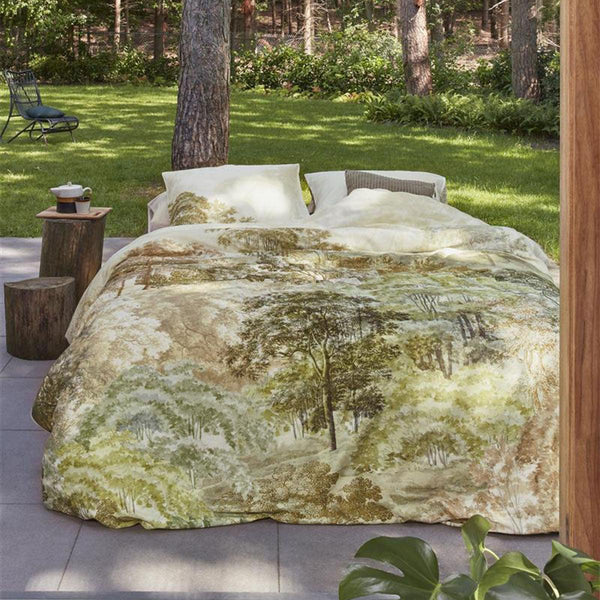 Bedding House Arcadia Green Cotton Sateen Quilt Cover Set Queen - John Cootes