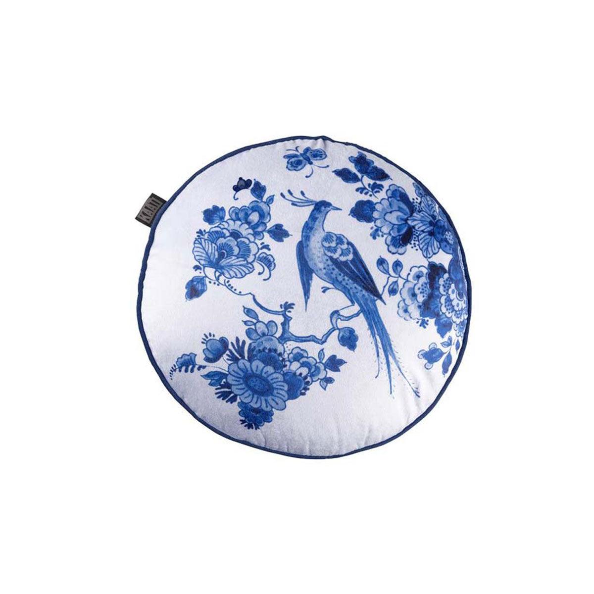 Bedding House Blue Bird Round Filled Cushion 40cm Diameter - John Cootes