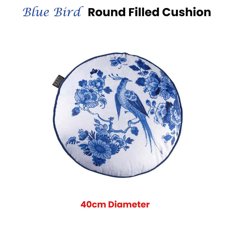 Bedding House Blue Bird Round Filled Cushion 40cm Diameter - John Cootes