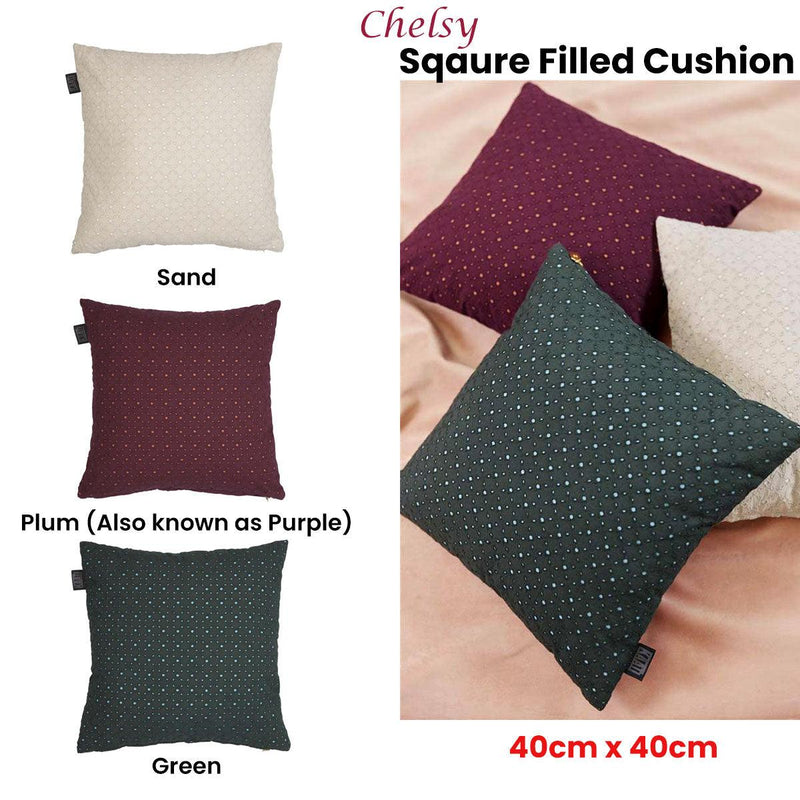 Bedding House Chelsy Sand Square Filled Cushion 40cm x 40cm - John Cootes