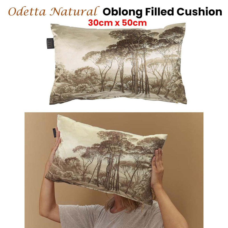Bedding House Odetta Natural Oblong Filled Cushion 30cm x 50cm - John Cootes