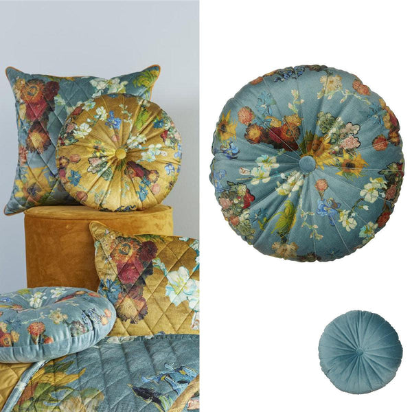 Bedding House Van Gogh Boule de Fleurs Green Round Filled Cushion 40cm Diameter - John Cootes