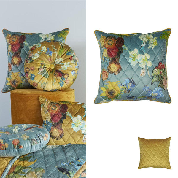 Bedding House Van Gogh Carr� Fleuri Green Square Filled Cushion 50cm x 50cm - John Cootes
