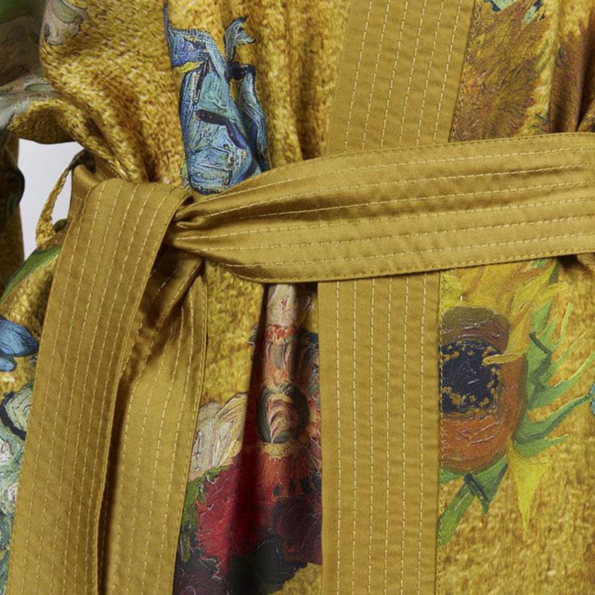 Bedding House Van Gogh Partout des Fleurs Gold Kimono Bath Robe Large/Extra Large - John Cootes