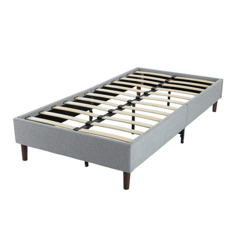 Bedframe with Wooden Slats (Light Grey) &