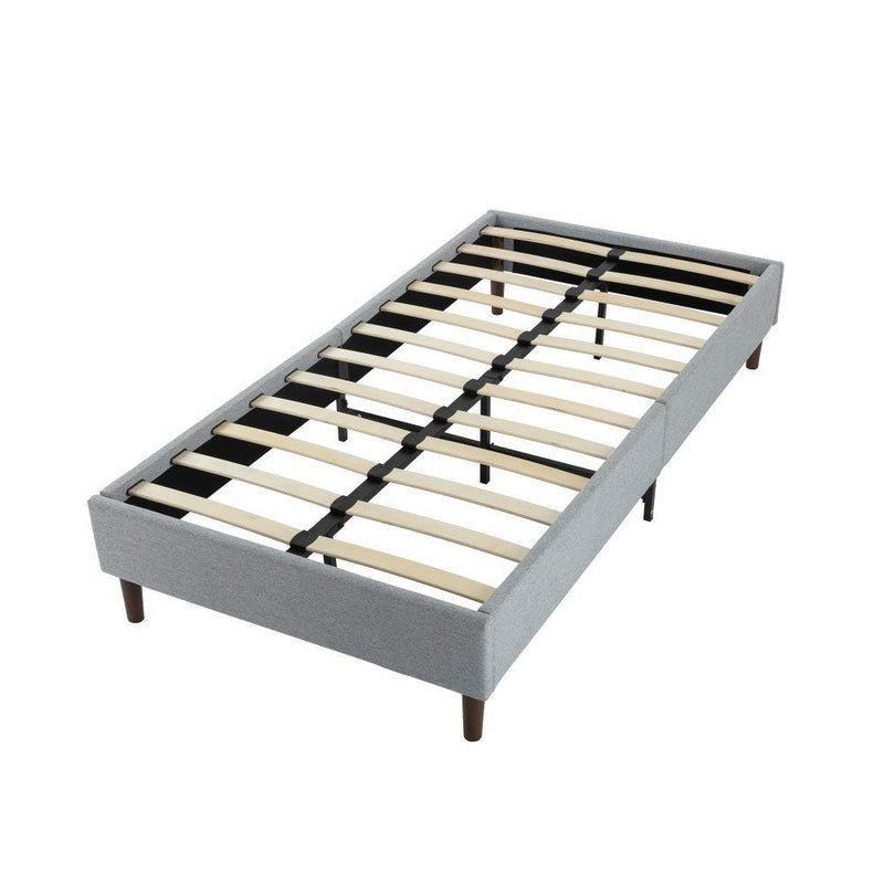 Bedframe with Wooden Slats (Light Grey) &