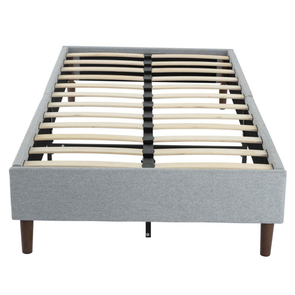 Bedframe with Wooden Slats (Light Grey) &#8211; Single - John Cootes