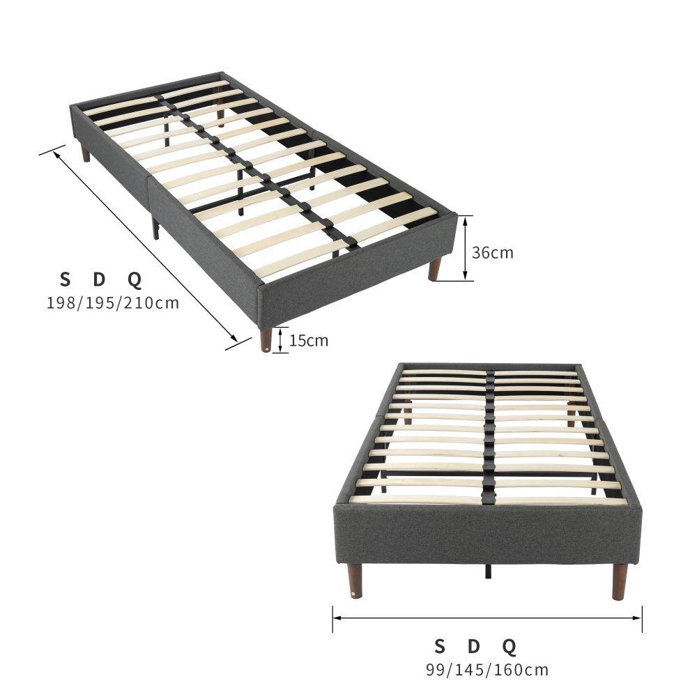 Bedframe with Wooden Slats (Light Grey) &#8211; Single - John Cootes