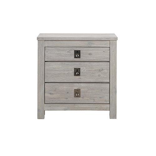 Bedside Table 2 drawers Night Stand Solid Acacia Storage in White Ash Colour - John Cootes