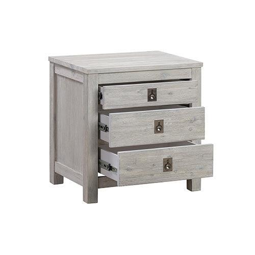 Bedside Table 2 drawers Night Stand Solid Acacia Storage in White Ash Colour - John Cootes