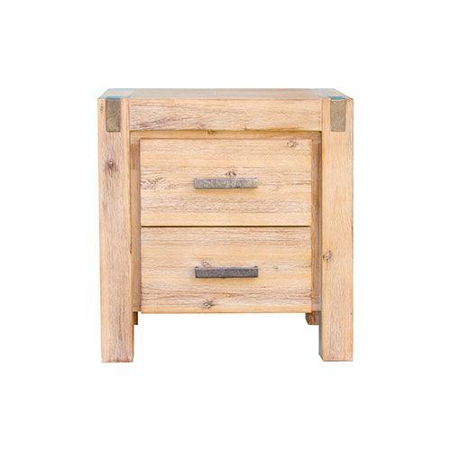 Bedside Table 2 drawers Night Stand Solid Wood Acacia Oak Colour - John Cootes