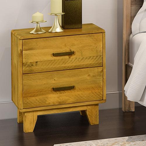 Bedside Table 2 drawers Night Stand Solid Wood Storage Light Brown Colour - John Cootes