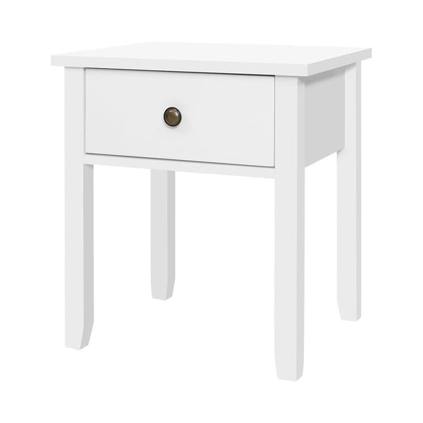Bedside Tables Drawer Side Table Nightstand White Storage Cabinet White Lamp - John Cootes