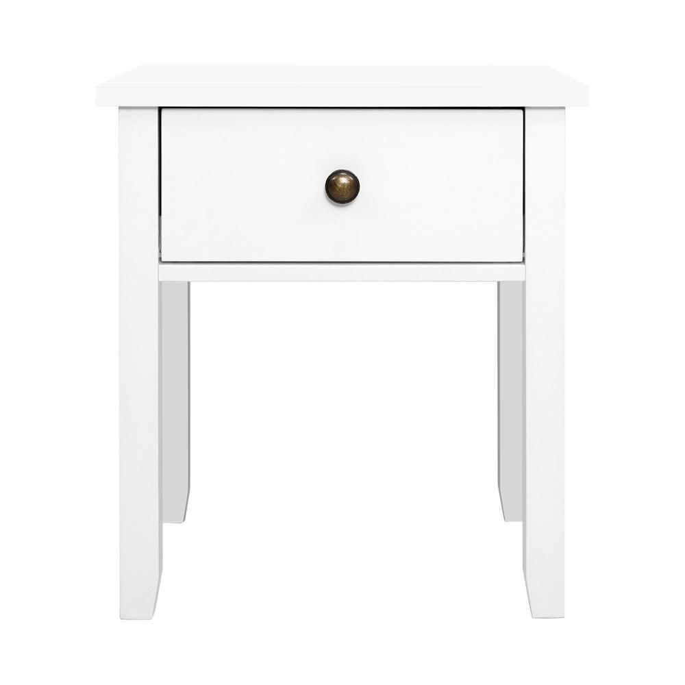 Bedside Tables Drawer Side Table Nightstand White Storage Cabinet White Lamp - John Cootes