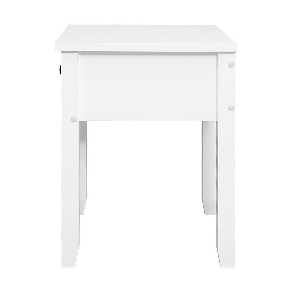 Bedside Tables Drawer Side Table Nightstand White Storage Cabinet White Lamp - John Cootes