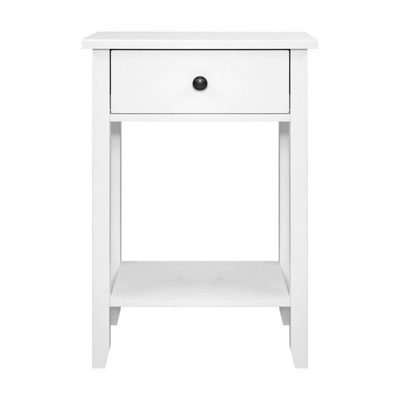 Bedside Tables Drawer Side Table Nightstand White Storage Cabinet White Shelf - John Cootes