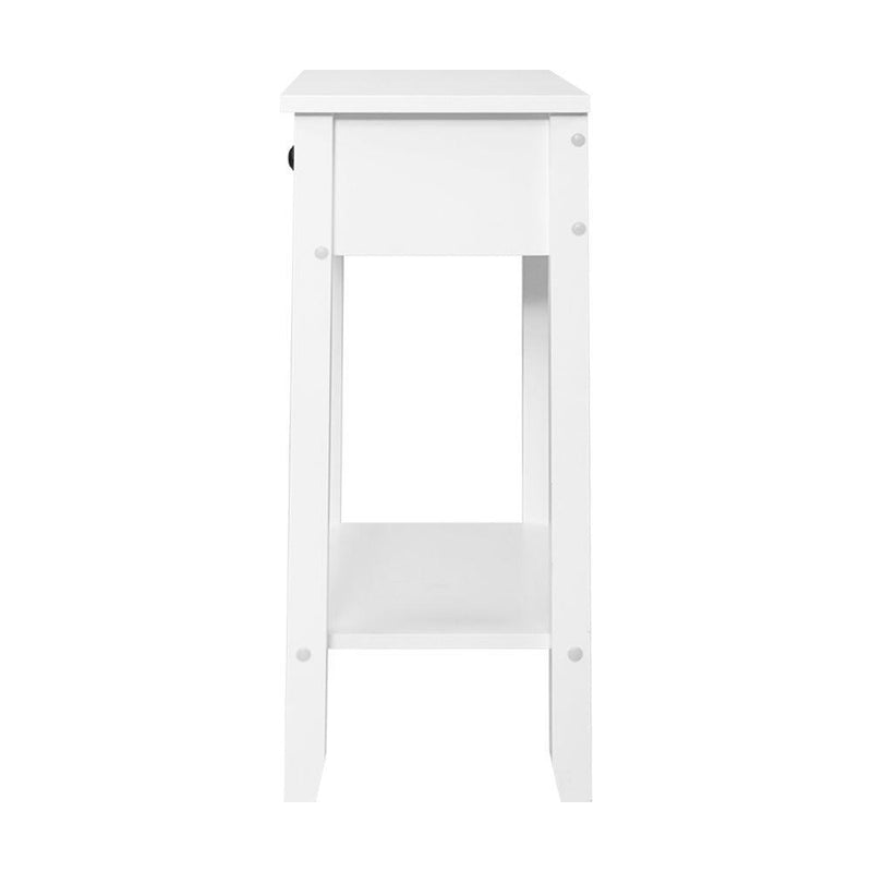 Bedside Tables Drawer Side Table Nightstand White Storage Cabinet White Shelf - John Cootes