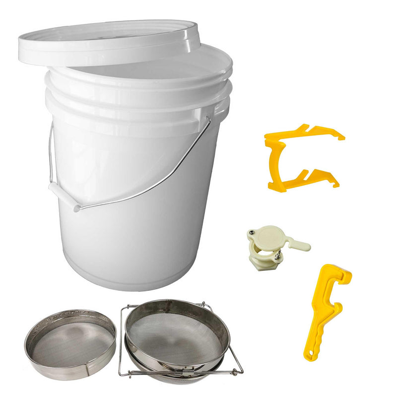 Beekeeping Tools Kit 5 Pcs - Honey Bee Hive Beekeeper Pail Pack - John Cootes