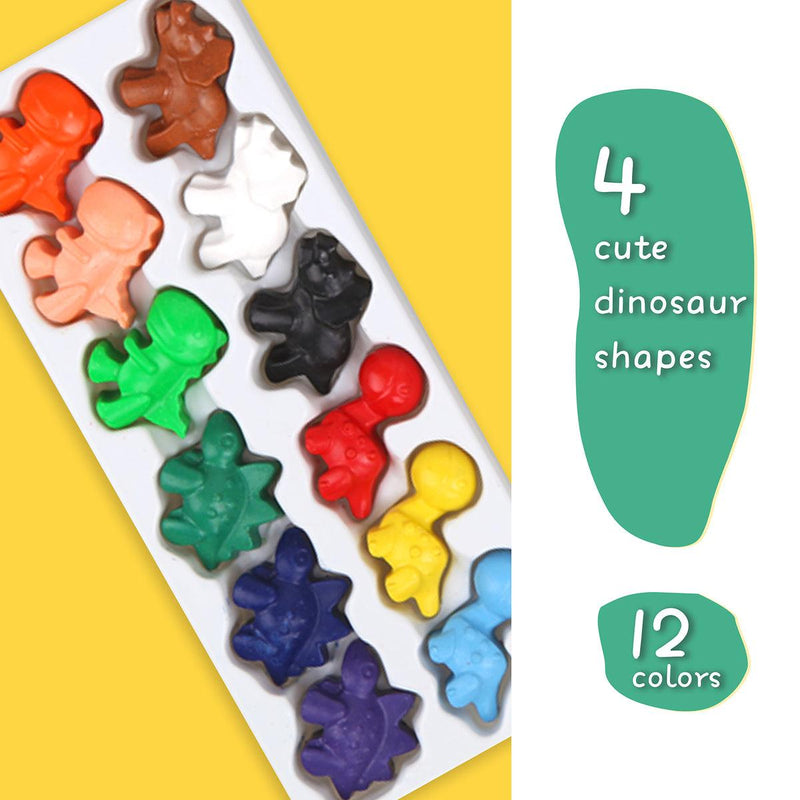 BEESWAX CRAYON IN COLOUR BOX-CUTE DINOSAURS 12 COLORS - John Cootes