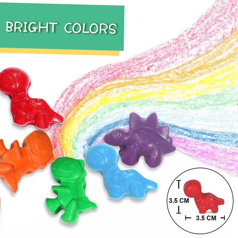 BEESWAX CRAYON IN COLOUR BOX-CUTE DINOSAURS 12 COLORS - John Cootes