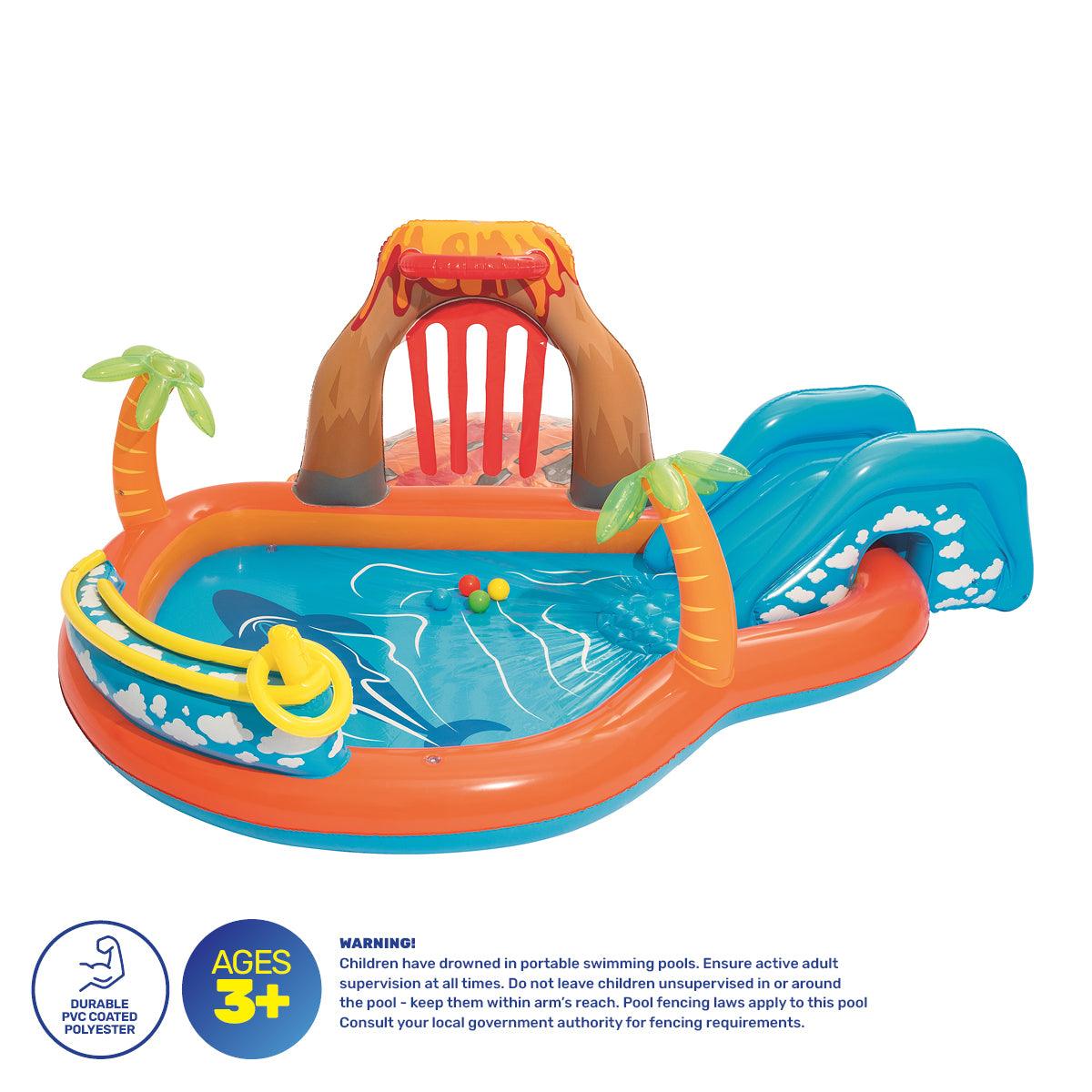 Bestway 2.7m x 1m Inflatable Lava Lagoon Water Fun Park Pool With Slid