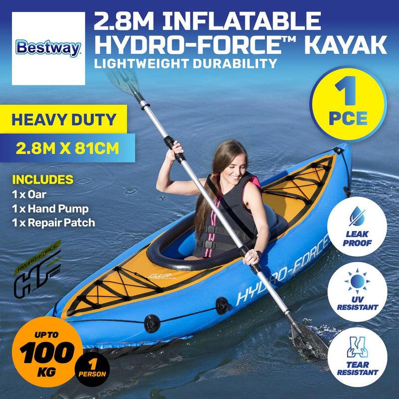 Bestway 2.8m Kayak Inflatable 1 Person Essentials Included Premium Quality - John Cootes