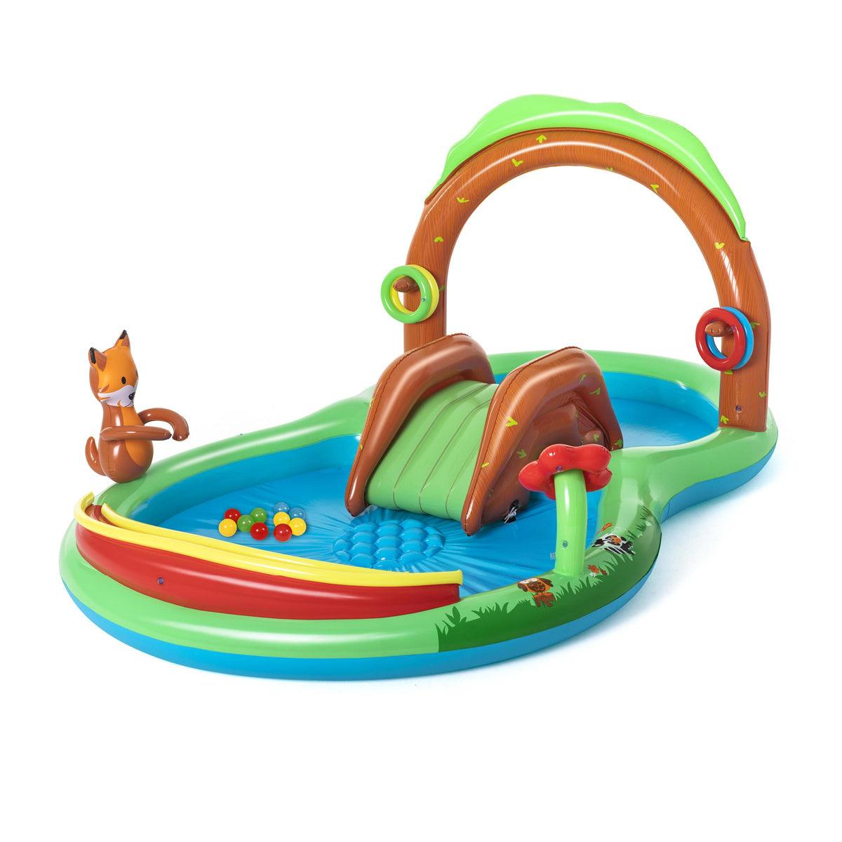 Bestway 3m x 1.3m Inflatable Friendly Woods Water Fun Park Pool & Slide 214L - John Cootes