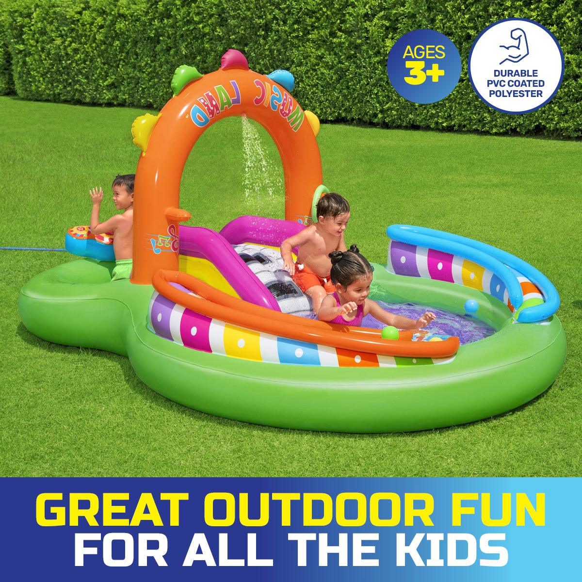 Bestway 3m x 1.9m Inflatable Sing & Splash Water Fun Park Pool & Slide 349L - John Cootes