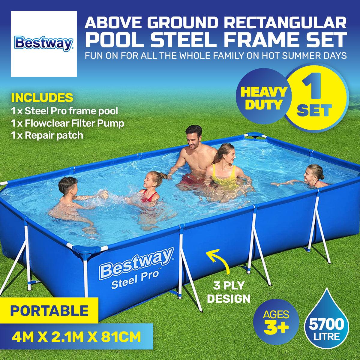 Bestway 4m x 2.1m Above Ground Pool High Gauge PVC Construction 5700 Litre - John Cootes
