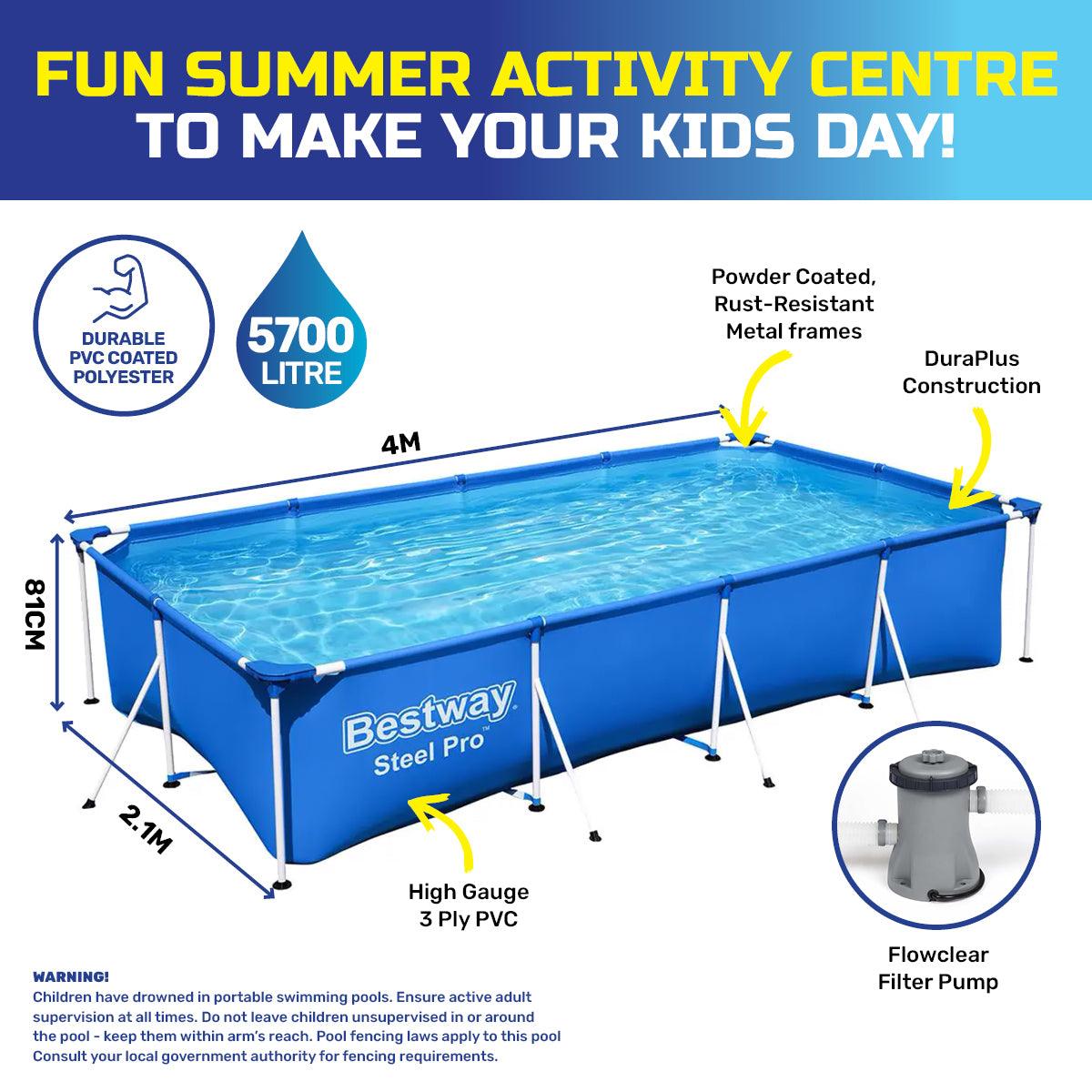 Bestway 4m x 2.1m Above Ground Pool High Gauge PVC Construction 5700 Litre - John Cootes
