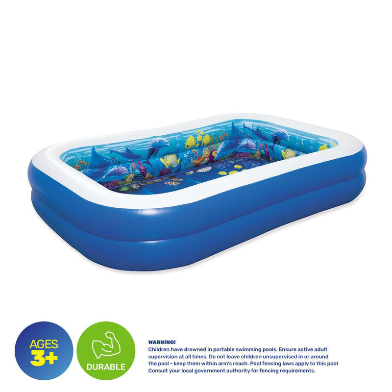 Bestway Inflatable Kids Pool 3D Undersea Adventure 3D Goggles Included 778L - John Cootes