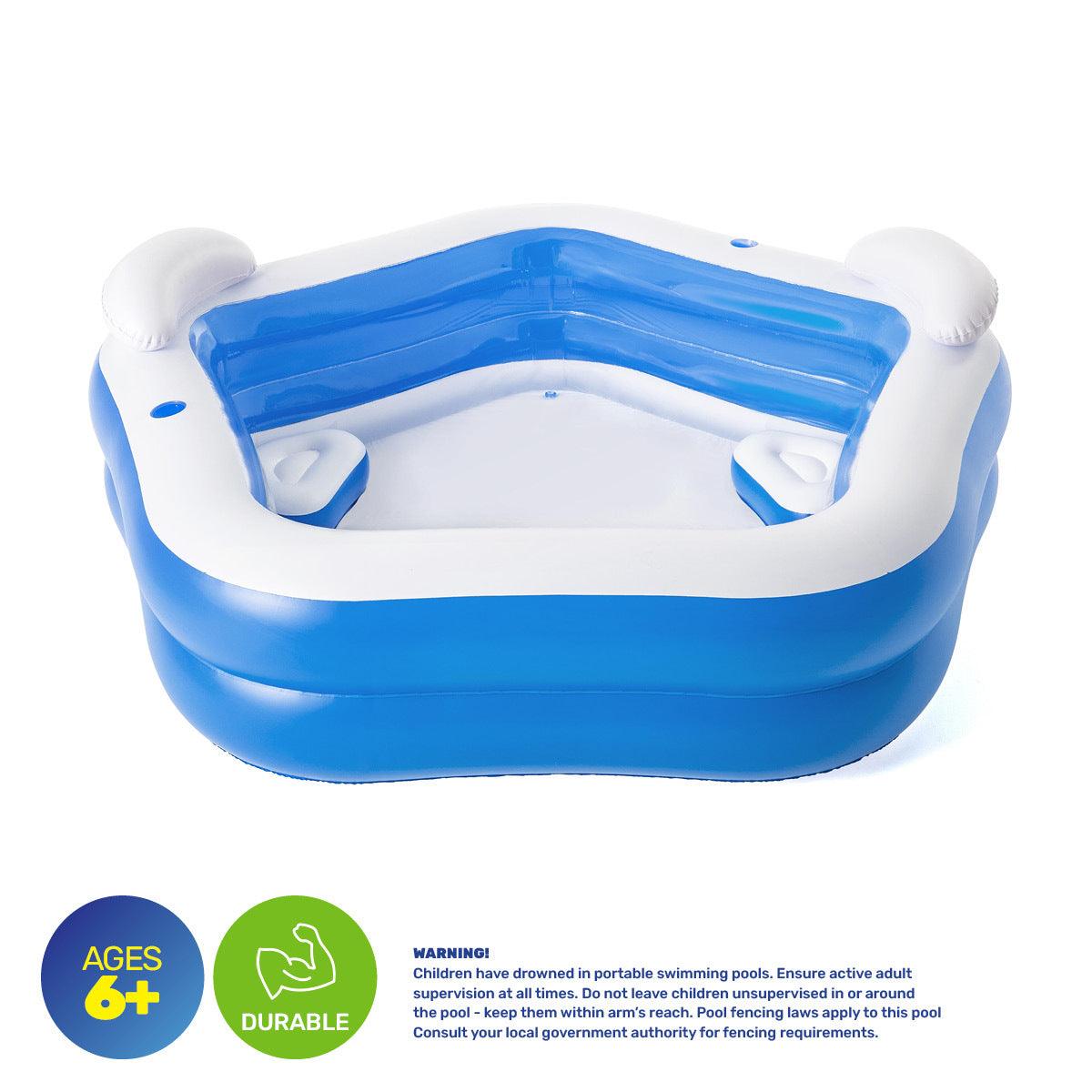 Bestway Inflatable Pentagon Shaped Pool Fitted With Headrests & Seats