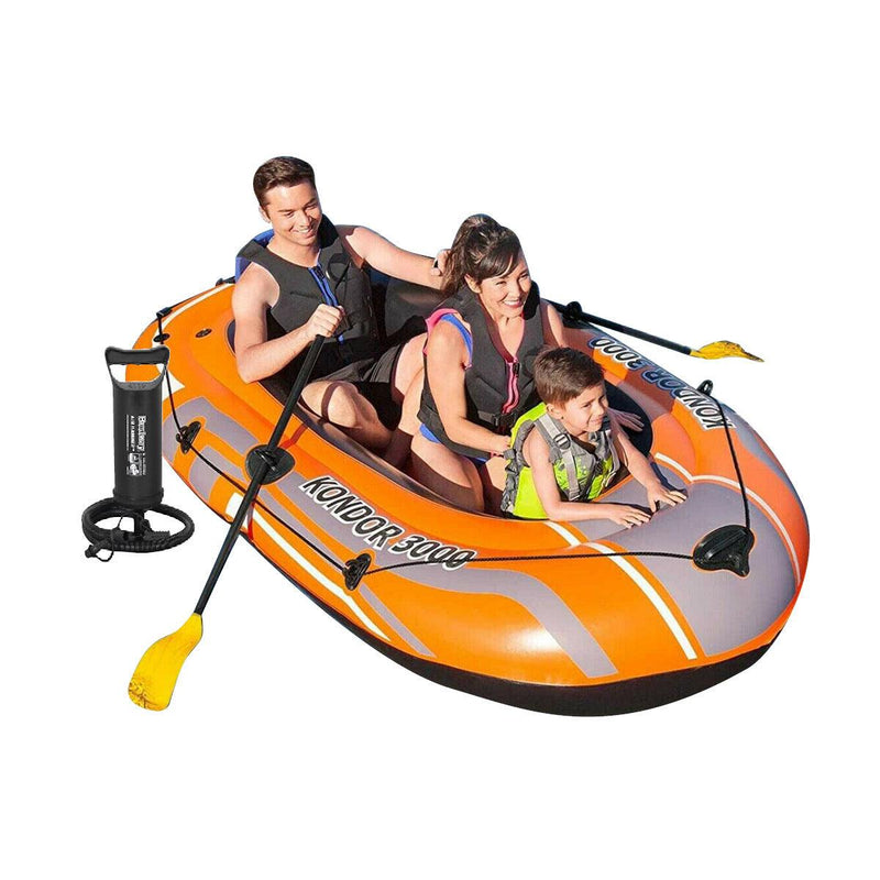 Bestway Kondor 3000 Inflatable Boat UV Resistant Leak Proof Beach Pool Fun 228cm x 110cm - John Cootes