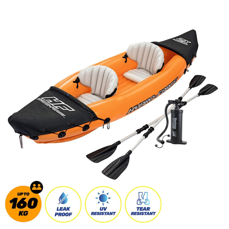 Bestway Lite-Rapid 2 Person Kayak Oars Hand Pump Fins Inflatable 3.21m x 88cm - John Cootes