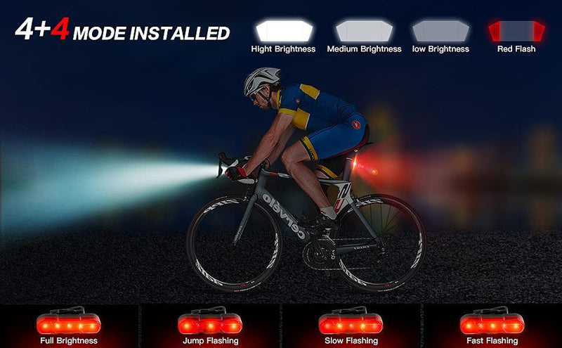 Bike LED Light 550LM Front and Back USB Rechargeable with 4000mAh Power Bank and IPX4 Waterproof - John Cootes