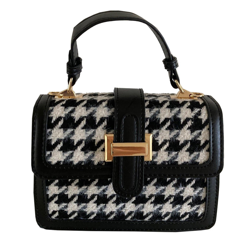 Black and White Hangbag-Houndstooth - John Cootes